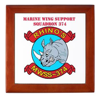 MWSS374 - M01 - 03 - Marine Wing Support Squadron 374 with Text - Keepsake Box