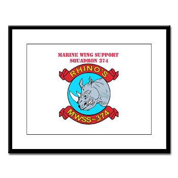 MWSS374 - M01 - 02 - Marine Wing Support Squadron 374 with Text - Large Framed Print
