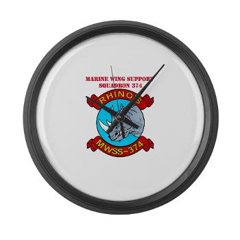 MWSS374 - M01 - 03 - Marine Wing Support Squadron 374 with Text - Large Wall Clock