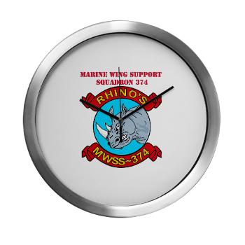 MWSS374 - M01 - 03 - Marine Wing Support Squadron 374 with Text - Modern Wall Clock