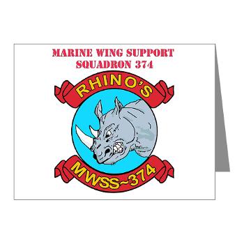 MWSS374 - M01 - 02 - Marine Wing Support Squadron 374 with Text - Note Cards (Pk of 20)