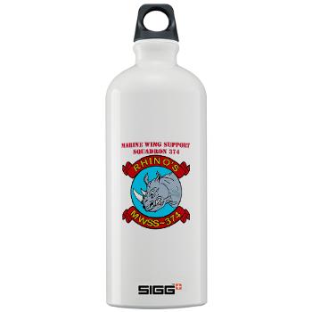 MWSS374 - M01 - 03 - Marine Wing Support Squadron 374 with Text - Sigg Water Bottle 1.0L