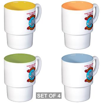 MWSS374 - M01 - 03 - Marine Wing Support Squadron 374 with Text - Stackable Mug Set (4 mugs)