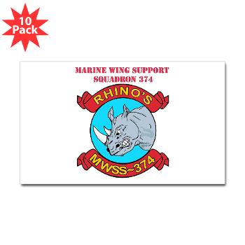 MWSS374 - M01 - 01 - Marine Wing Support Squadron 374 with Text - Sticker (Rectangle 10 pk)