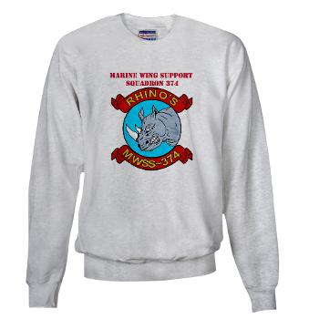 MWSS374 - A01 - 03 - Marine Wing Support Squadron 374 with Text - Sweatshirt