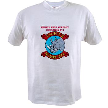 MWSS374 - A01 - 04 - Marine Wing Support Squadron 374 with Text - Value T-shirt