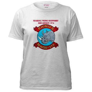 MWSS374 - A01 - 04 - Marine Wing Support Squadron 374 with Text - Women's T-Shirt