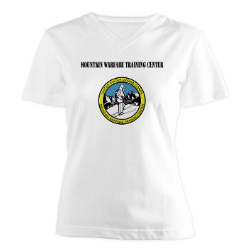 MWTC - A01 - 04 - Mountain Warfare Training Center with Text - Women's V-Neck T-Shirt