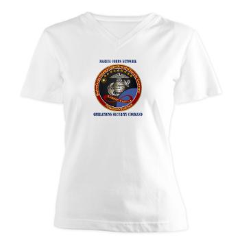 MCNOSC - A01 - 04 - Marine Corps Network Operations Security Command with Text - Women's V-Neck T-Shirt
