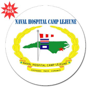 NHCL - M01 - 01 - Naval Hospital Camp Lejeune with Text - 3" Lapel Sticker (48 pk)