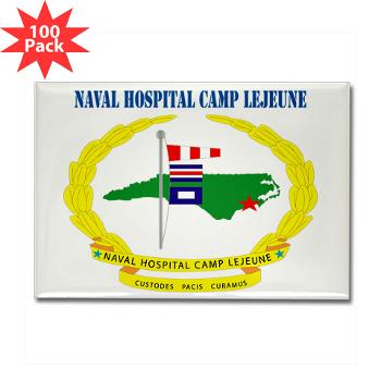 NHCL - M01 - 01 - Naval Hospital Camp Lejeune with Text - Rectangle Magnet (100 pack)