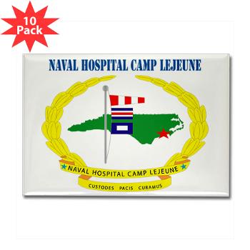 NHCL - M01 - 01 - Naval Hospital Camp Lejeune with Text - Rectangle Magnet (10 pack)