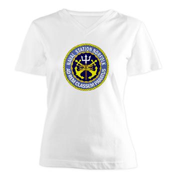 NSN - A01 - 04 - Naval Station Norfolk - Women's V-Neck T-Shirt