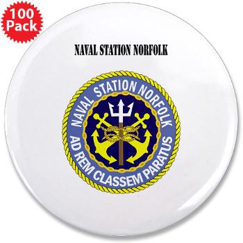 NSN - M01 - 01 - Naval Station Norfolk with Text - 3.5" Button (100 pack)