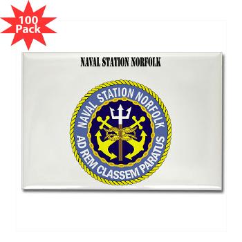 NSN - M01 - 01 - Naval Station Norfolk with Text - Rectangle Magnet (100 pack)