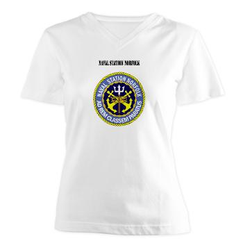 NSN - A01 - 04 - Naval Station Norfolk with Text - Women's V-Neck T-Shirt