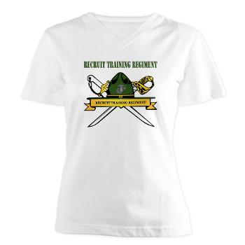 RTR - A01 - 04 - Recruit Training Regiment with Text - Women's V-Neck T-Shirt