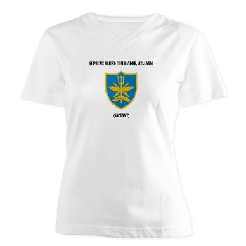 SACLANT - A01 - 04 - Supreme Allied Commander, Atlantic with Text - Women's V-Neck T-Shirt