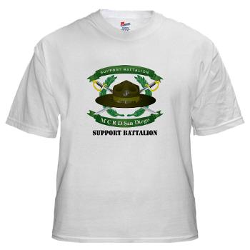 SB - A01 - 04 - Support Battalion with Text - White T-Shirt - Click Image to Close
