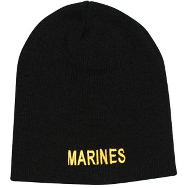 Marine MARINES Letters Direct Embroidered Black Skull Cap  Quantity 5  - Click Image to Close