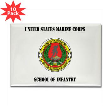USMCSI - M01 - 01 - USMC School of Infantry with Text - Rectangle Magnet (10 pack)