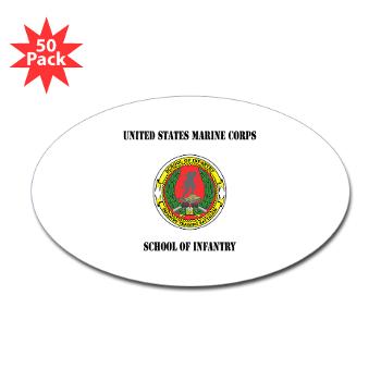 USMCSI - M01 - 01 - USMC School of Infantry with Text - Sticker (Oval 50 pk)